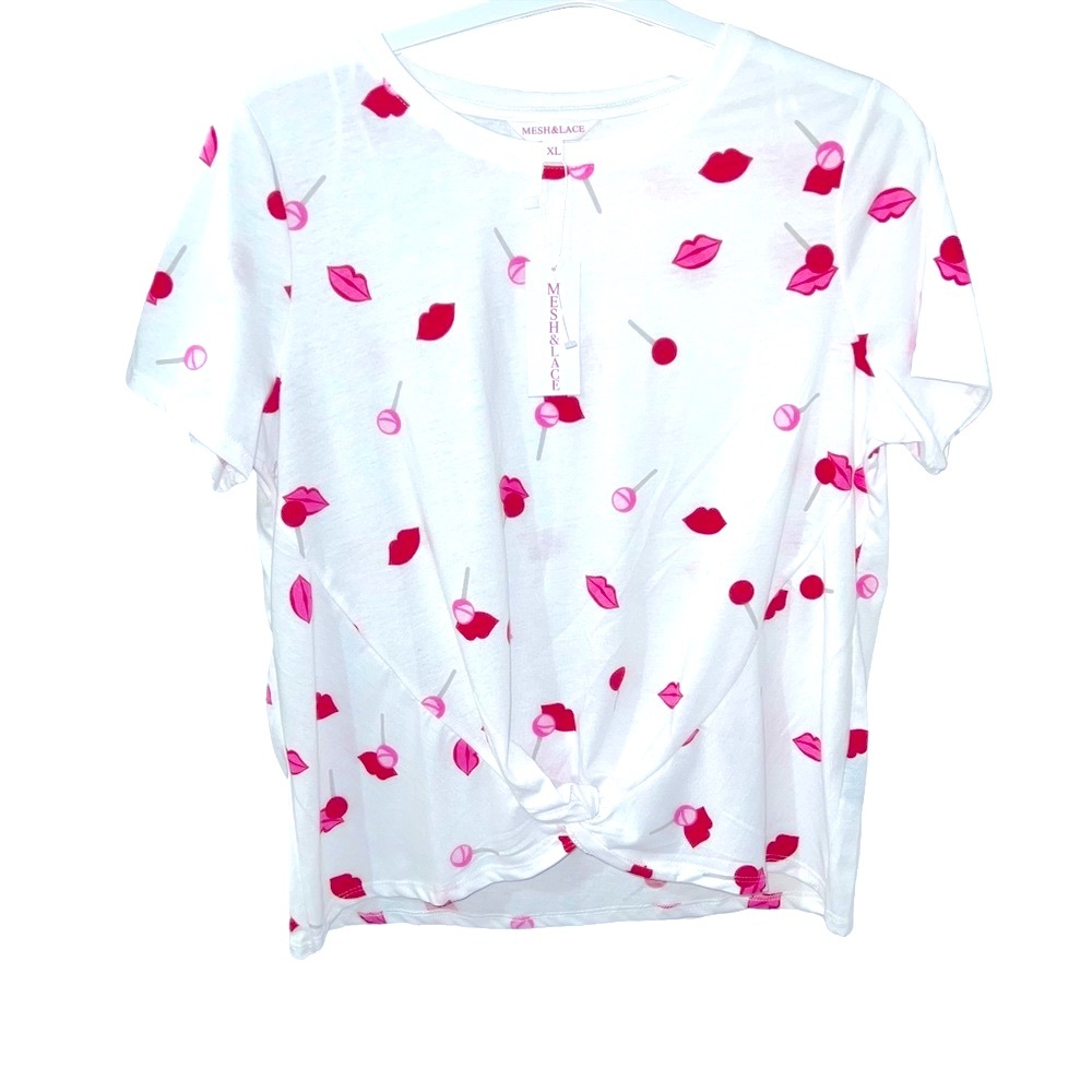New Lips & Lollipops Cotton T-Shirt NWT